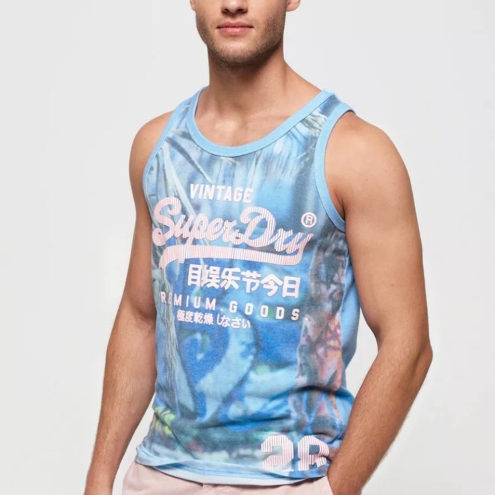 Superdry men’s blue vintage tank top